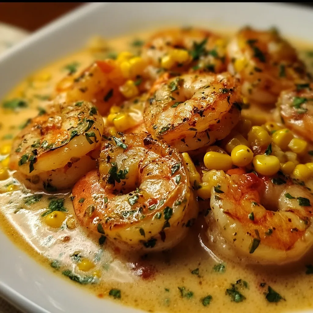 Creamy Garlic Shrimp with Sweet Corn in Rich Herb Sauce - tertiary view